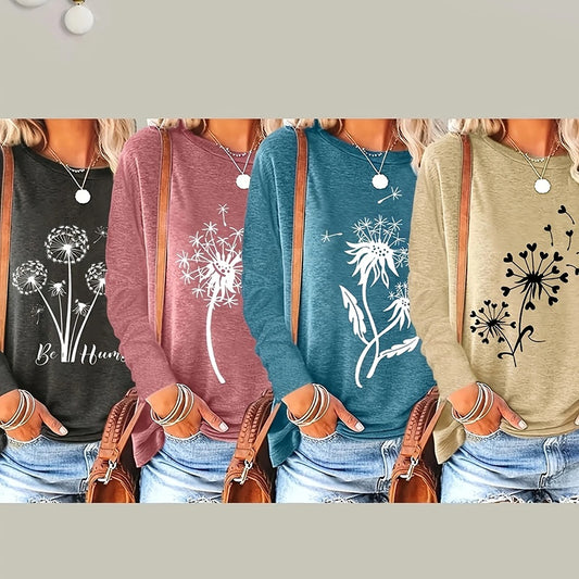 4 Packs Dandelion Graphic Tops
