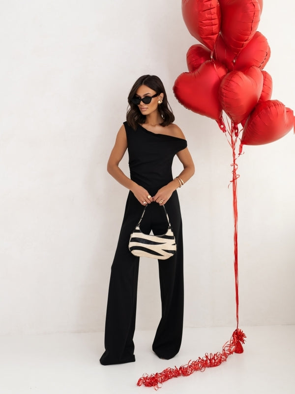 Women’s Elegant Strapless Jumpsuit – High-Waist Business Romper with Straight-Leg Pants & Side Zipper