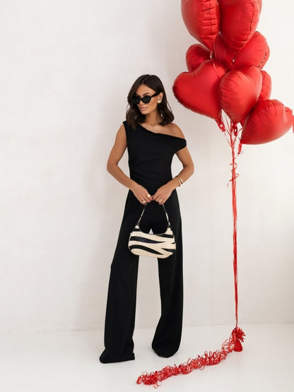 Women’s Elegant Strapless Jumpsuit – High-Waist Business Romper with Straight-Leg Pants & Side Zipper