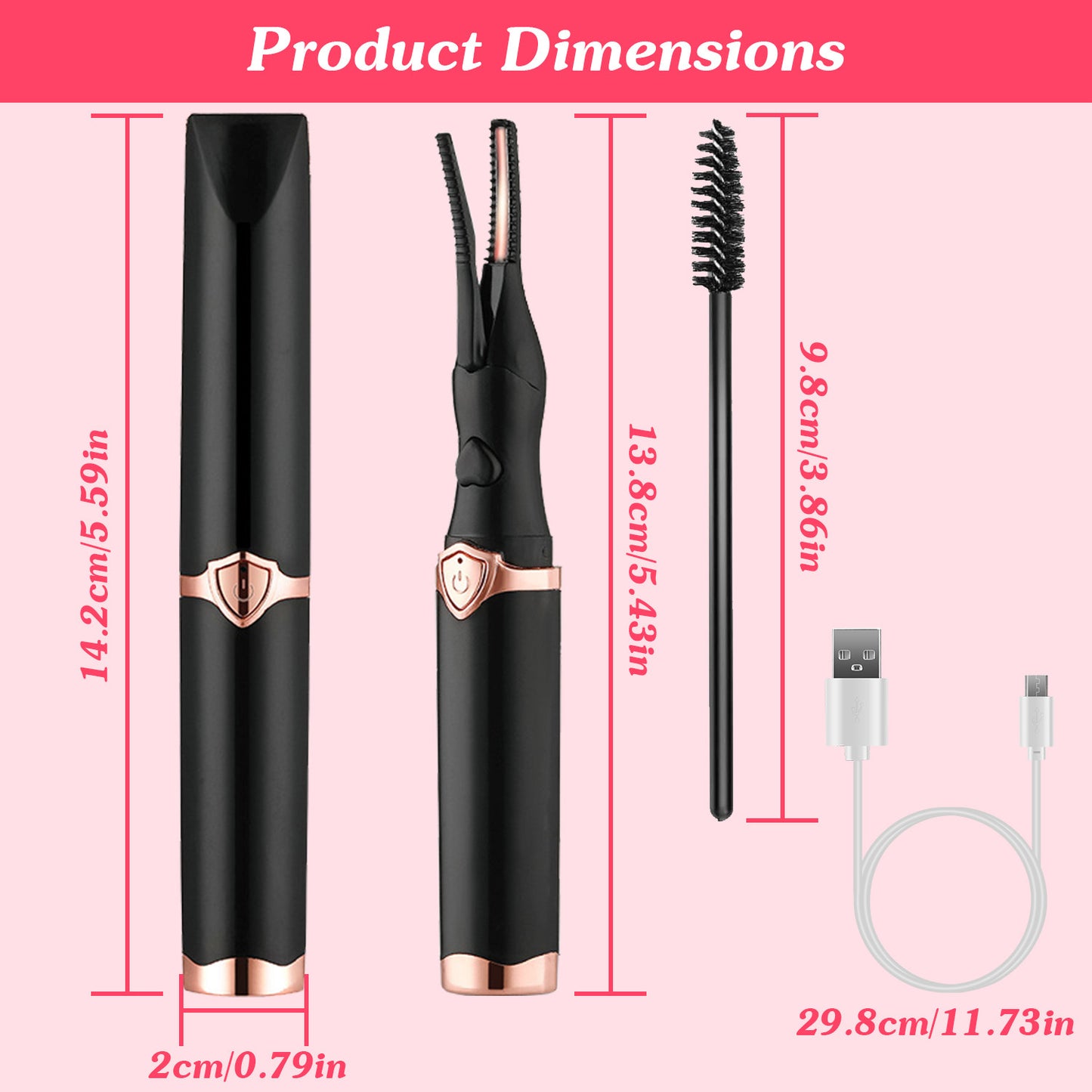 1Pc 2 In 1 Clip Comb Heated Eyelash Curler